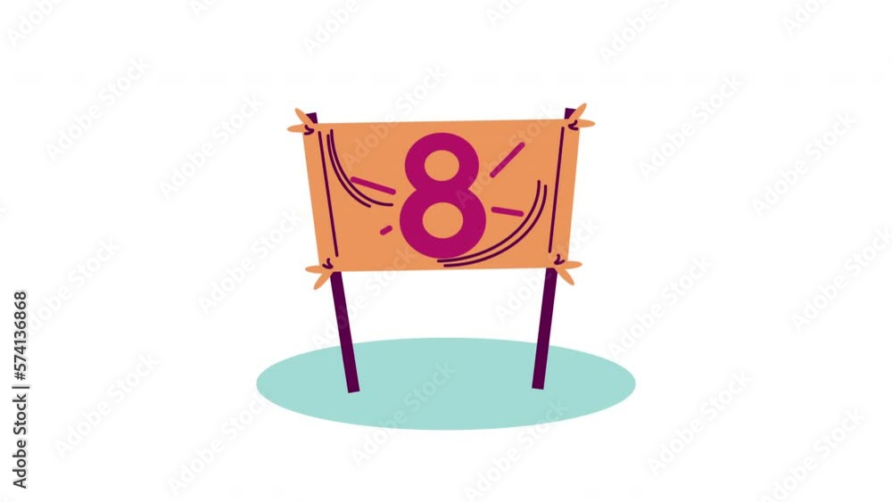 Poster womens day number eight in label animation
