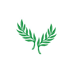 Naklejka premium vector illustration of two green leaves