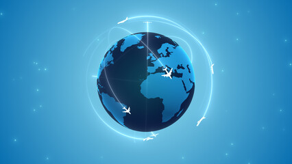 Travel concept with airplane flying around the earth 