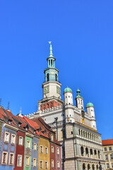 Fototapeta na wymiar Low angle view of historical buildings in Poznan