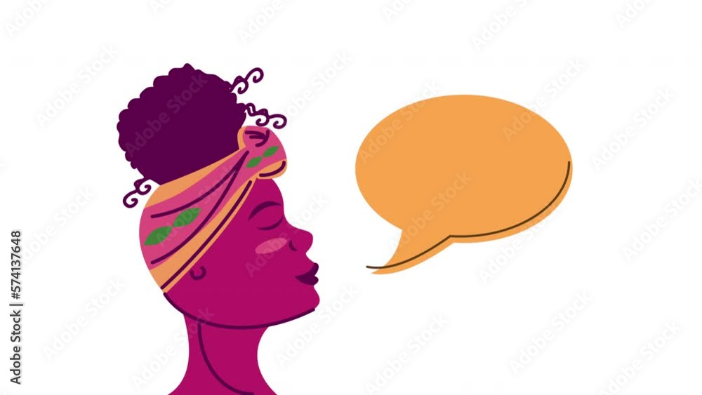 Poster afro woman profile character animation