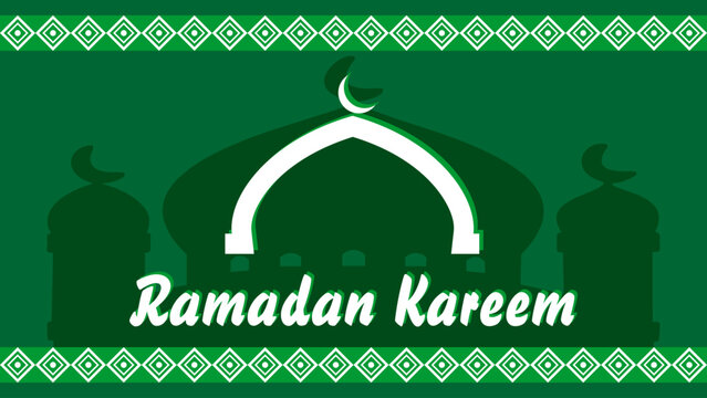 Green Ramadan Kareem Background With Mosque Pattern Design Vector