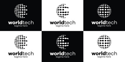 logo set design world and technology icon vector inspiration illustration