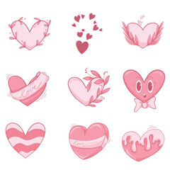 set of cute doodle illustration of valentine love elements