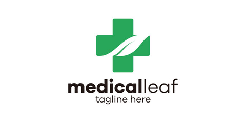 logo design medical and leaf icon vector inspiration illustration