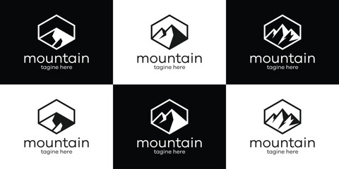 logo design mountain set vector illustration