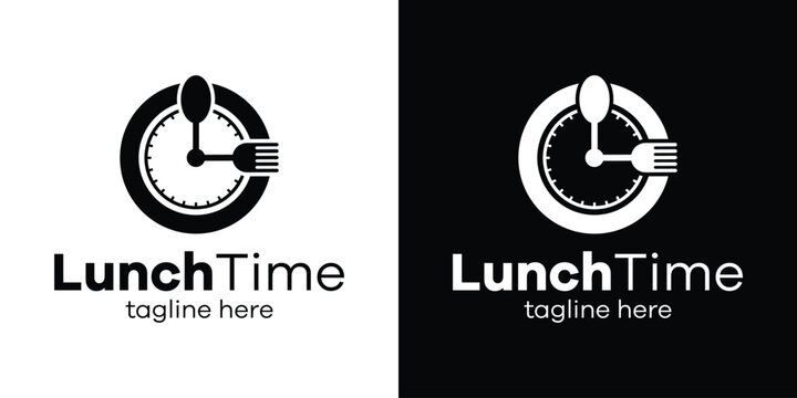 logo design lunch time icon vector illustration