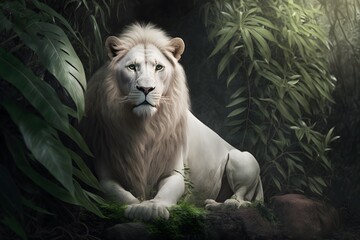 white lion created using AI Generative Technology