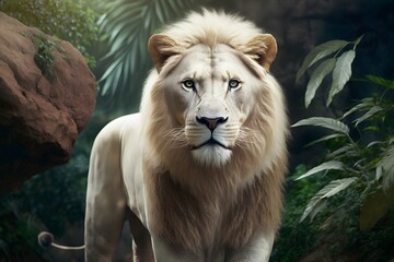 Obraz premium white lion created using AI Generative Technology