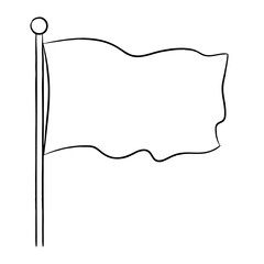 Hand-drawn rectangular flag on a pole - obrazy, fototapety, plakaty
