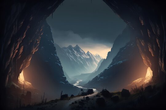 dark valley created using AI Generative Technology
