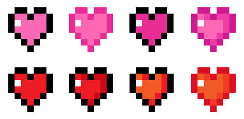 Variously used 8-bit heart icon color design source, sns icons,다양하게 활용되는 8비트 하트 아이콘 칼라별 디자인소스,sns아이콘