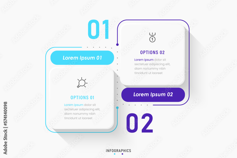 Wall mural vector infographic label design template with icons and 2 options or steps. can be used for process 