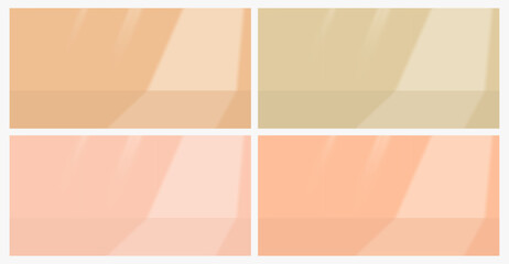 Set Realistic Building Wall Background in Pastel Pink, Orange and Beige Geometric Shapes with Sunlight Realistic from window. Product Display Show Stage Vector.