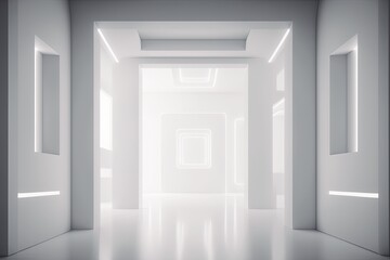 empty room 3d rendering futuristic background. Generative Ai