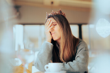 Sad Queen Doing a Face palm Gesture of Despair. Entitled privileged person having first world...