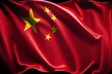 China Flag Silk Flowing Generative AI