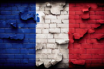 France Flag Brick Wall Generative AI