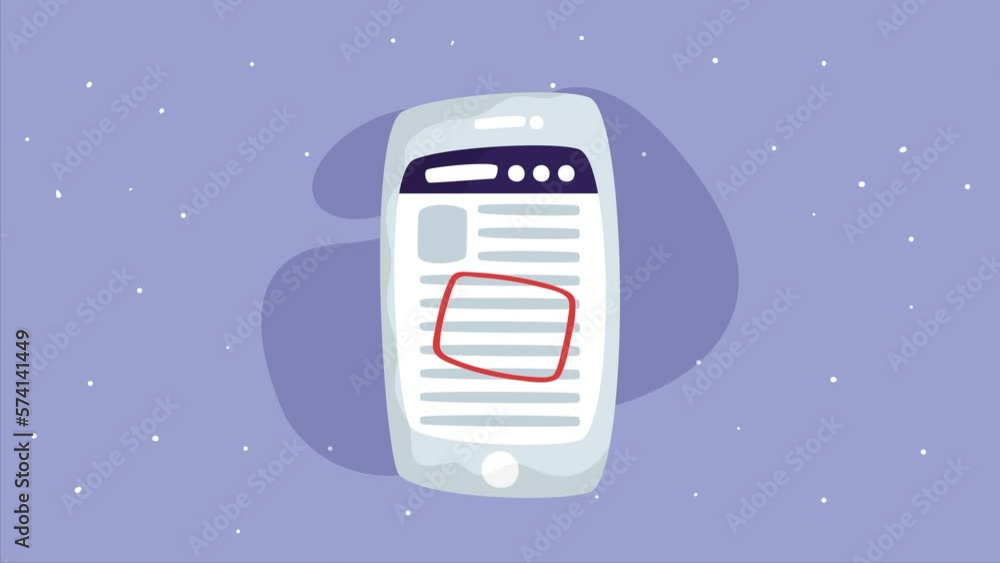 Poster smartphone with document tech animation