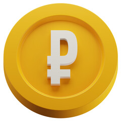 Russian Ruble Gold Coin 3d Illustration. Russian Currency Symbol. European Money Sign.