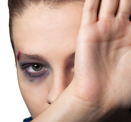 Concept violence in family with an unhappy woman