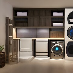 Fototapeta na wymiar A laundry room that is both functional and stylish 1_SwinIRGenerative AI