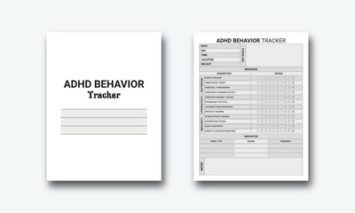 ADHD Behavior Tracker logbook planner template design for Low content KDP interior