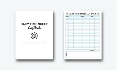 Daily Time Sheet logbook planner template design for Low content KDP interior