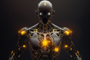 a glowing humanoid robot