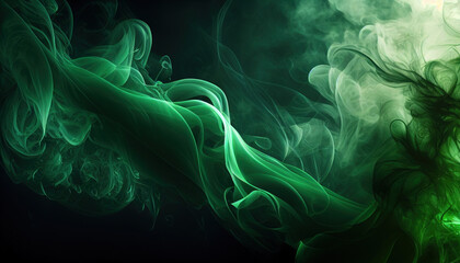 green smoke on a black background