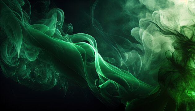 green smoke on a black background