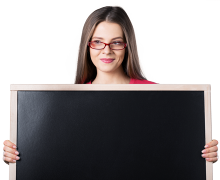 Female Student Holding a Blackboard - Powered by Adobe