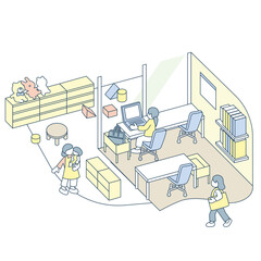 託児所と仕事場が隣に面している室内。安心して働くということ