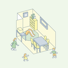 家の中のリビング空間。家族が楽しむ場所