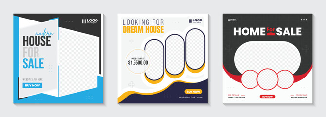 modern house property sale social media web banner template Real estate home Instagram post design