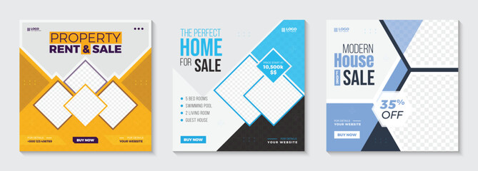 modern house property sale social media web banner template Real estate home Instagram post design