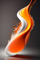 オレンジと白の流線形アート　キャラメル　背景素材　generative ai