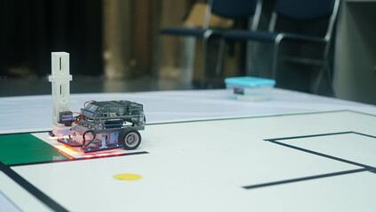 Fototapeta premium Stem education.robot at lab. Early development, diy, innovation, modern (AI)Artificial intelligence technology Science experiment concept