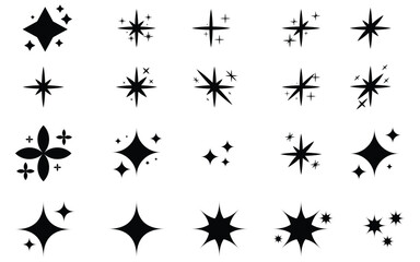 set of black silhouettes of stars, Star Collections Design Element, glitter, glitter element, silhouettes of stars, symbol stars, element stars