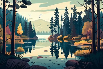 forest by the lake made with open ai