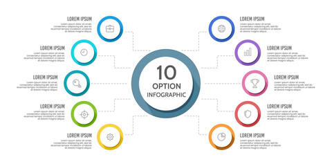 Infographic 10 Options template. Infographic organization. Vector illustration.