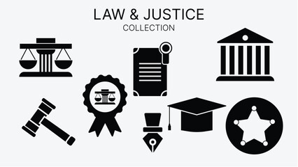 Collection of Popular Icons related the Legal and Law Genre - obrazy, fototapety, plakaty