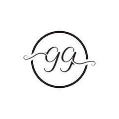  Initial Handwritten GG G G Letters Logo with a minimalist design.