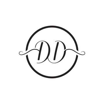   Initial Handwritten DD D D Letters Logo with a minimalist design.