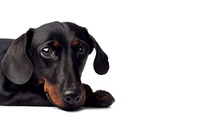 Dachshund on isolated on transparent background. Portrait of a cute dog. PNG. Post-processed generative AI
