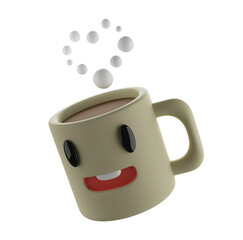 cup of coffee with heart 3d render png