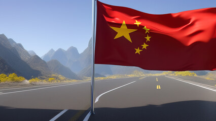 China Flag, Majestic and Magnificent Design of Chinese Dynasty, Generative AI