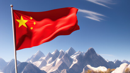China Flag, Proud and Vibrant Emblem of Chinese Energy, Generative AI