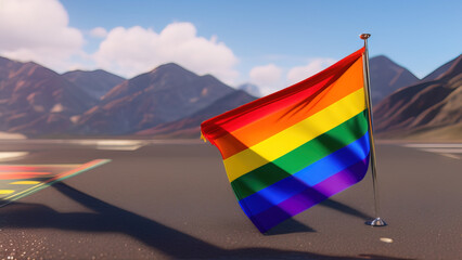 Pride Flag, Strong and Resilient Emblem of LGBTQ+ Courage, Generative AI