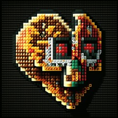 pixel heart symbol - by ai generative
